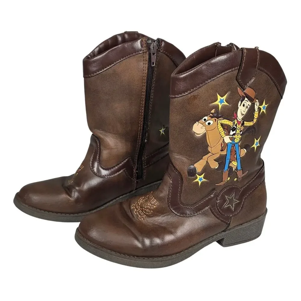 DISNEY PIXAR 2018 TOY STORY WOODY & BULLSEYE KIDS’ BROWN COWBOY BOOTS – SIZE 12